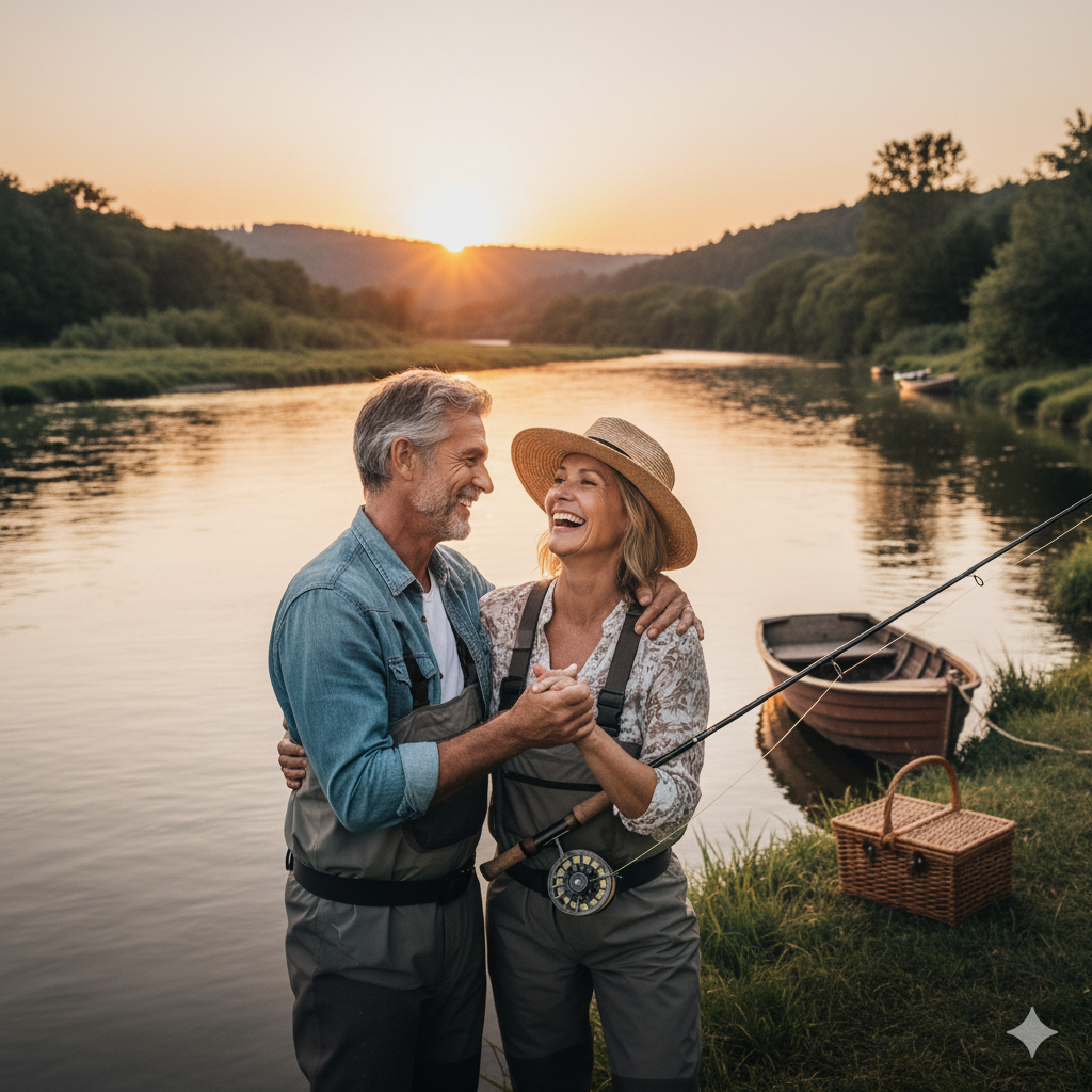 älteres Paar beim angeln