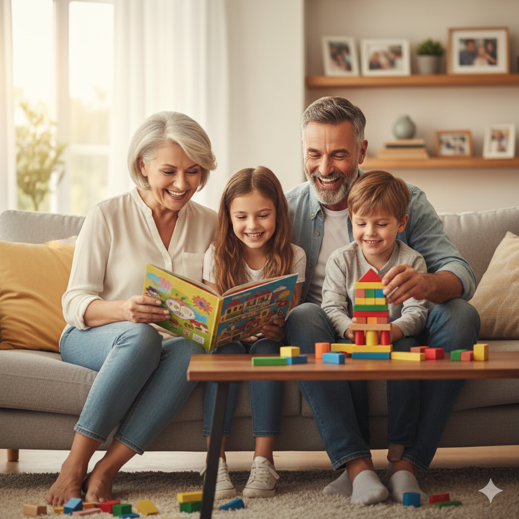 Oma und Opa mit den Enkeln